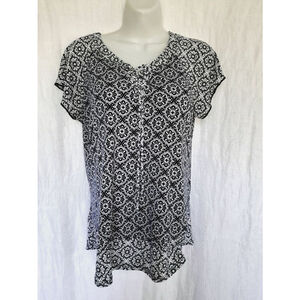 Women's Diana Belle Blue and White Floral Blouse Size S